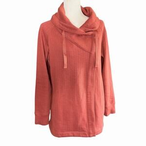 Shambhala Snap Front Women's Ribbed Tunic Brown Large Athleisure Casual Boho